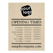 Poster Logo Et Texte Personnalisables Heures D'Ouverture  (Devant)