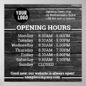 Poster Logo Et Texte Personnalisables Heures D'Ouverture  (Devant)
