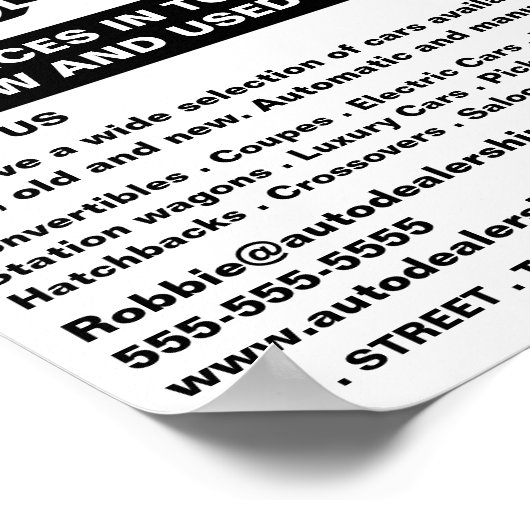 Poster Logo Fast Car, Auto Dealership Publicité (Coin)