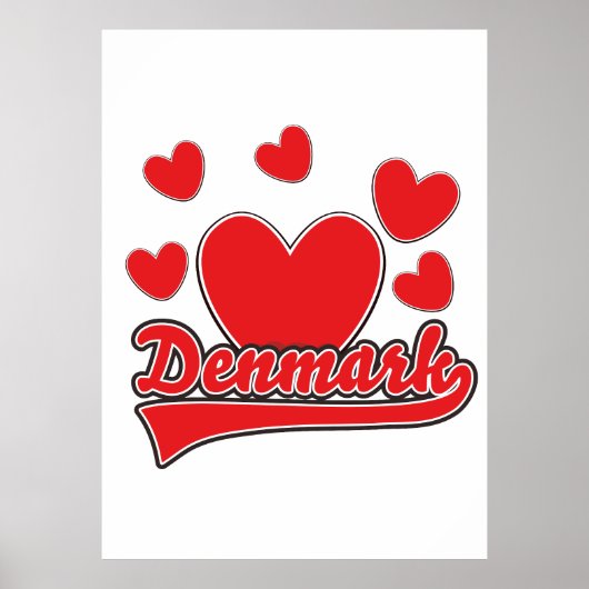 Poster Logo Love Denmark style vintage (Devant)