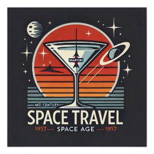 Poster Logo Martini Space Travel 1957 Espace Nouvelle ère