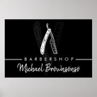 Logo minimal noir et blanc pour le rasoir de barbi