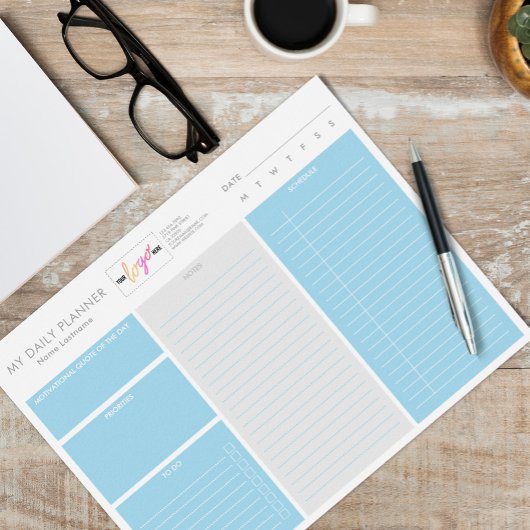 Poster Logo moderne bleu imprimable Planificateur quotidi