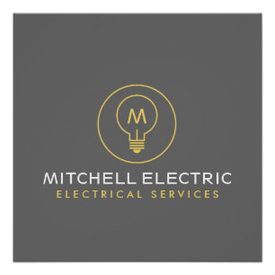 Poster LOGO MONOGRAMME AMPoule pour ÉLECTRICIENS