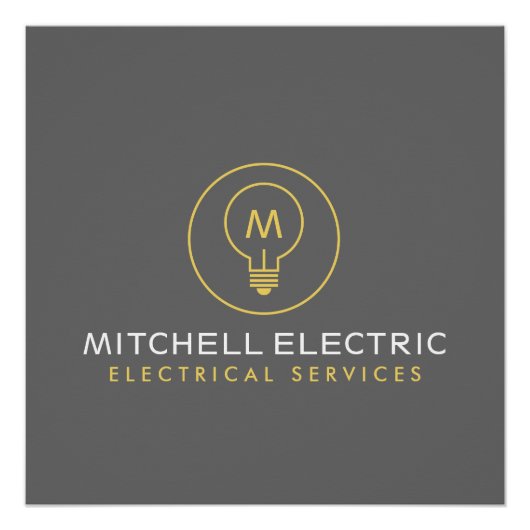 Poster LOGO MONOGRAMME AMPoule pour ÉLECTRICIENS (Devant)