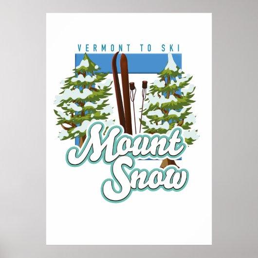 Poster Logo Mount Snow Vermont Ski. (Devant)