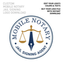Logo Or personnalisé Mobile Notary Legal Navy Gold