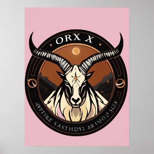 Poster Logo Oryx – Silhouette élégante d'antilope (Devant)