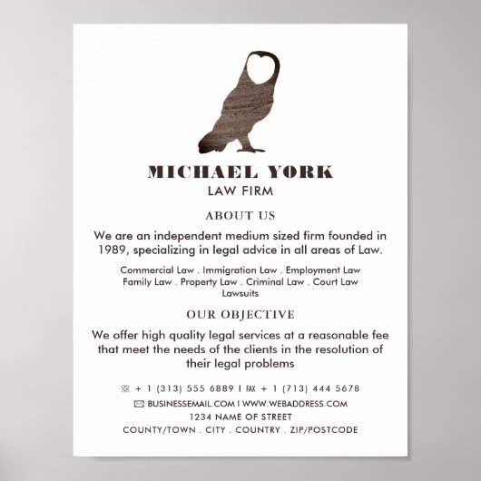 Poster Logo Owl, Services juridiques Publicité (Devant)