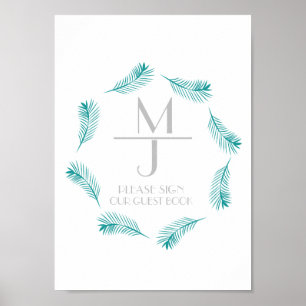 Poster Logo Palm Leaf Mariage tropical Logo Signal