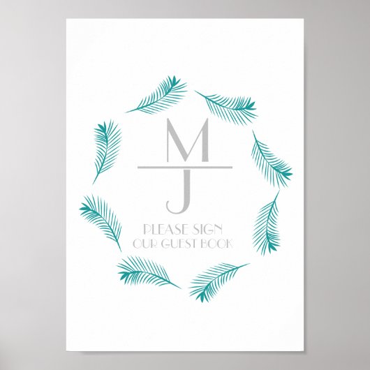 Poster Logo Palm Leaf Mariage tropical Logo Signal (Devant)
