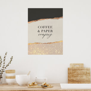 Poster Logo personnalisé Entreprise Sign Black Cream Gold