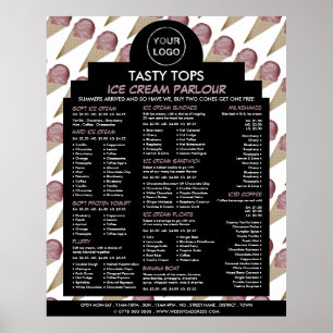 Poster Logo personnalisé, Menu de salon de glace
