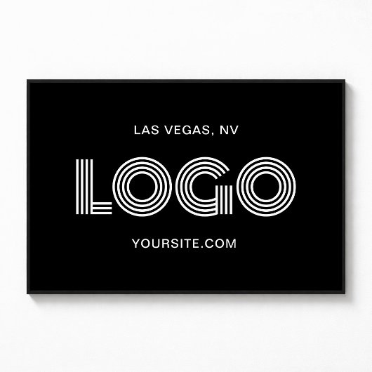 Poster Logo rectangulaire moderne noir et blanc