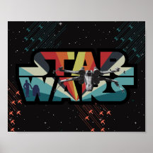 Logo rétro Star Wars en explosion en forme d'étoil