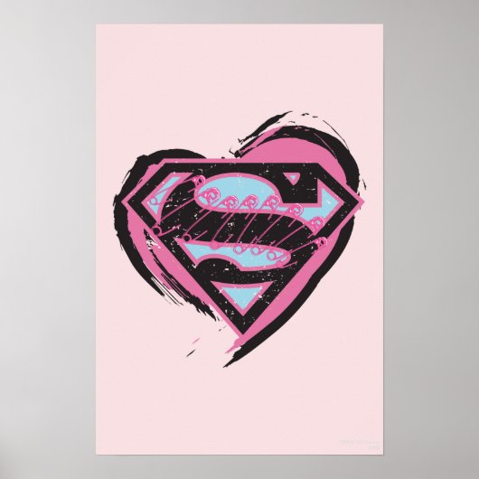Poster Logo rose Supergirl dans le coeur (Devant)