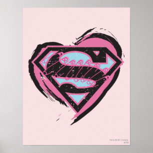 Poster Logo rose Supergirl dans le coeur
