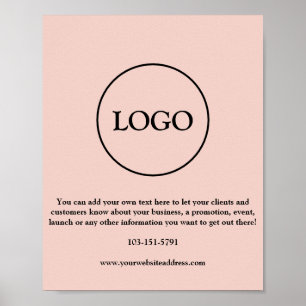Poster Logo rose vif moderne Texte promotionnel Affaires