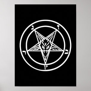 Poster Logo satanique de la chèvre de Pentagram inversée 