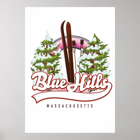 Poster logo ski Blue Hills Massachusetts (Devant)
