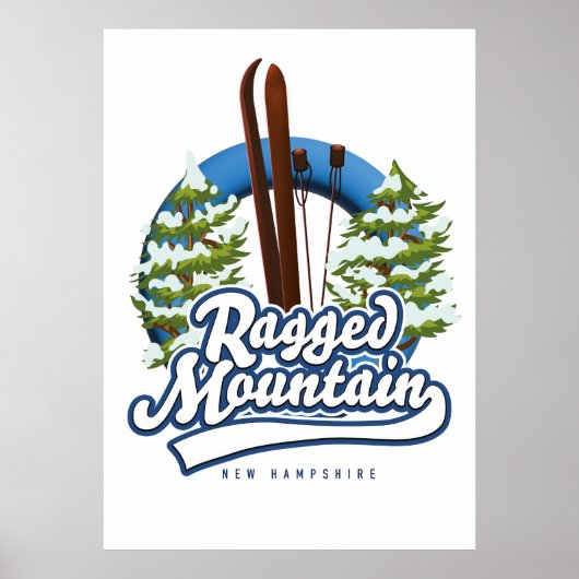 Poster Logo ski de Ragged Mountain New Hampshire (Devant)