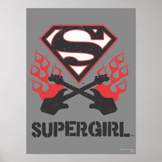 Poster Logo Supergirl Black Flaming Guitares (Devant)