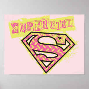 Poster Logo Supergirl Grunge Rose