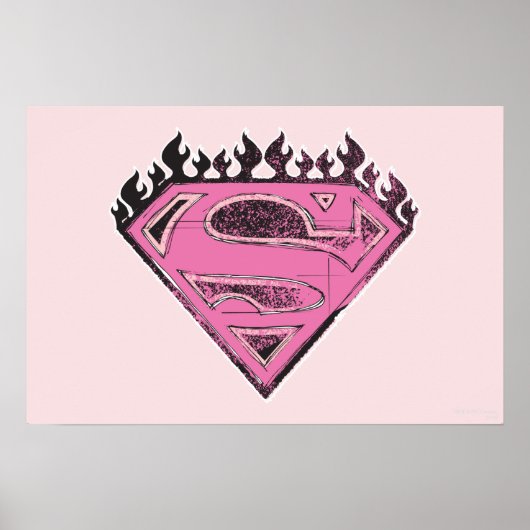 Poster Logo Supergirl rose avec flammes (Devant)