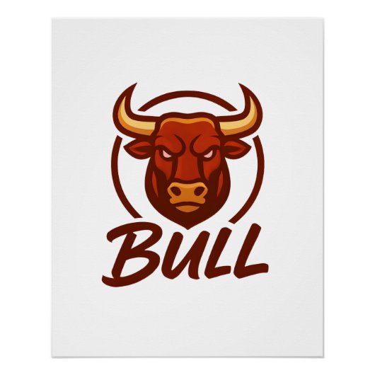 Poster Logo tête de taureau féroce, mascotte créative BUL (Devant)
