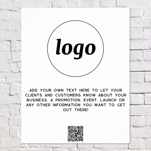 Poster Logo Texte QR Code promotionnel Entreprise