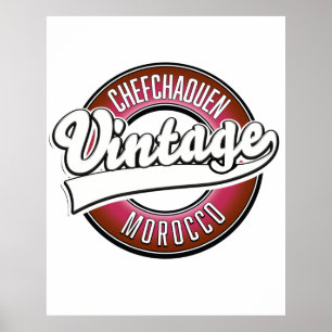 Poster logo vintage de chefchaouen maroc