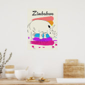 Poster Logo voyage rétro Zimbabwe (Cuisine)