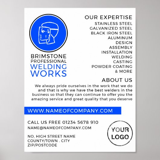 Poster Logo Welder, Metal Worker, Welder Advertising (Devant)