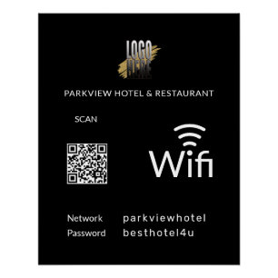Poster Logo Wifi Black Business moderne Code QR