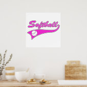 Poster logotype de texte de script softball rose (Cuisine)