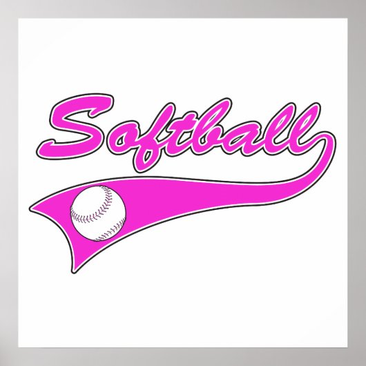 Poster logotype de texte de script softball rose (Devant)