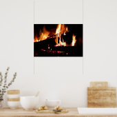 Poster Logs dans la cheminée Photographie de feu chaud (Cuisine)