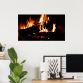 Poster Logs dans la cheminée Photographie de feu chaud (Bureau à domicile)