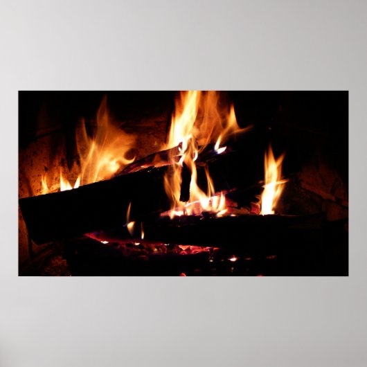 Poster Logs dans la cheminée Photographie de feu chaud (Devant)