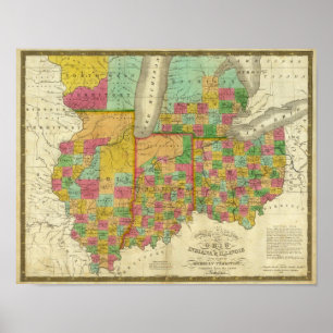 Poster L'Ohio, l'Indiana, et l'Illinois