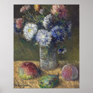 Poster Loiseau - Vie morte, Bouquet de Fleurs et Fruits