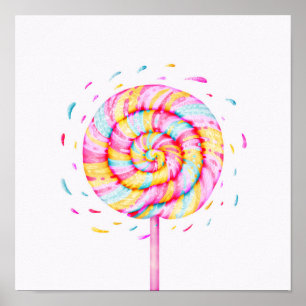 Poster Lollipop Sweet Candy Illustration