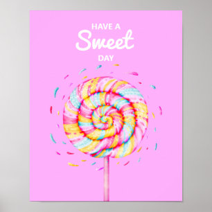 Poster Lollipop Sweet Candy Illustration rose