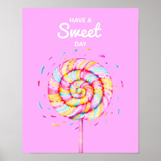 Poster Lollipop Sweet Candy Illustration rose (Devant)