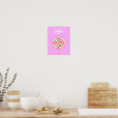 Poster Lollipop Sweet Candy Illustration rose (Cuisine)