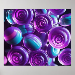 Poster Lollipopes dans les nuances de violet et de Turquo