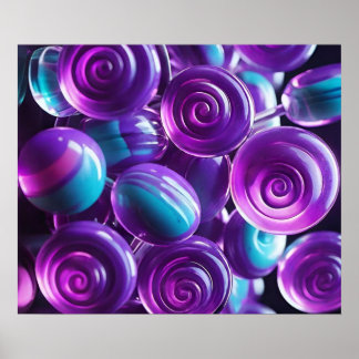 Poster Lollipopes dans les nuances de violet et de Turquo