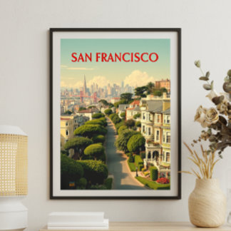 Poster Lombard Street, San Francisco | Rétro vintage