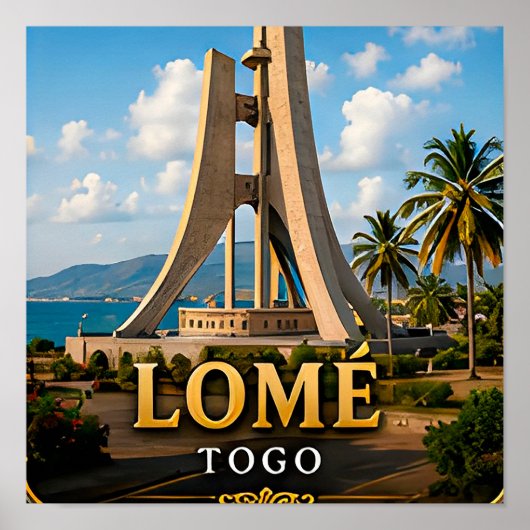 Poster Lomé Front de mer atlantique et Monument de l'Indé (Devant)