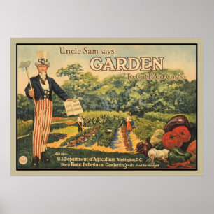 Poster L'Oncle Sam indique : jardin pour réduire des
